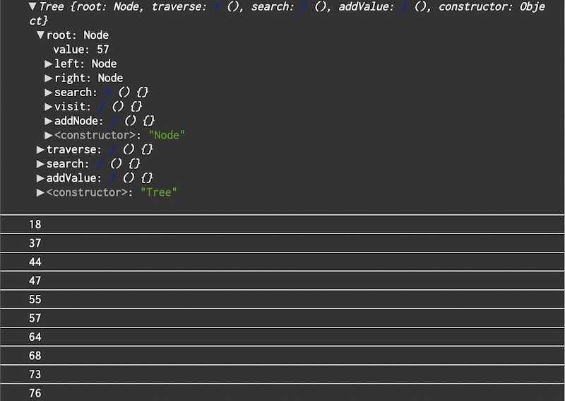 "Binary Search Tree" code example