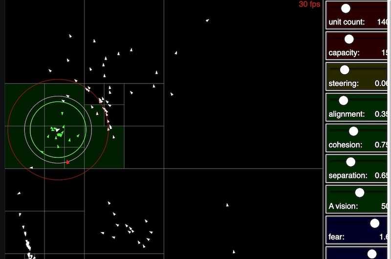 Quadtree and Flocking Simulation